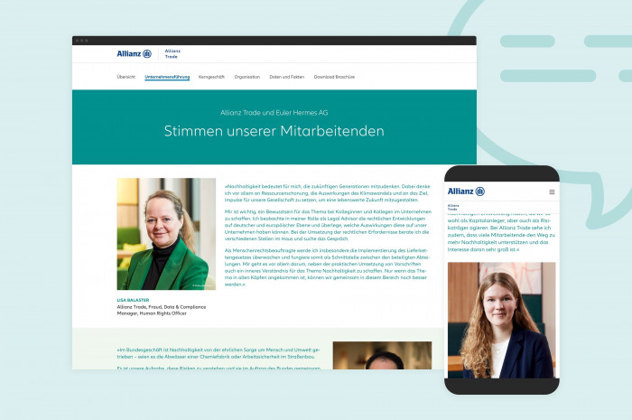 Allianz Trade & Euler Hermes AG Bericht Nachhaltig handeln Webansicht