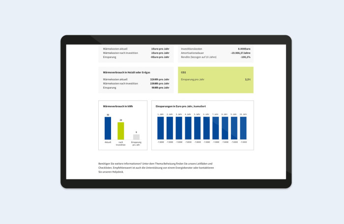 BGA Energieeffizienz-Kampagne Kampagnen Website Investitionsrechner