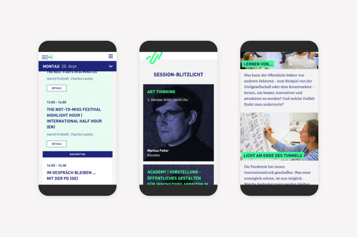 Creative Bureaucracy Festival Responsive Webdesign mobile Ansicht