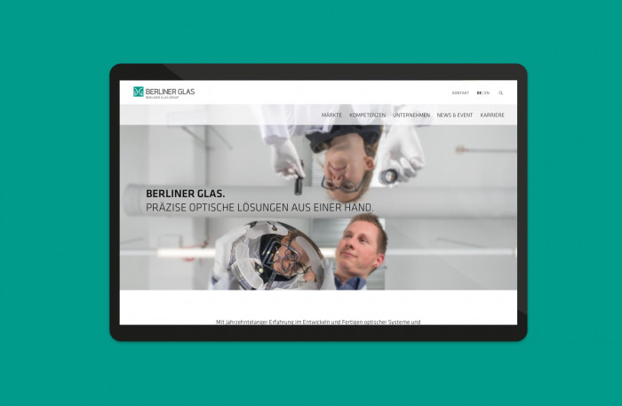 Berliner Glas Responsive Website Startseite