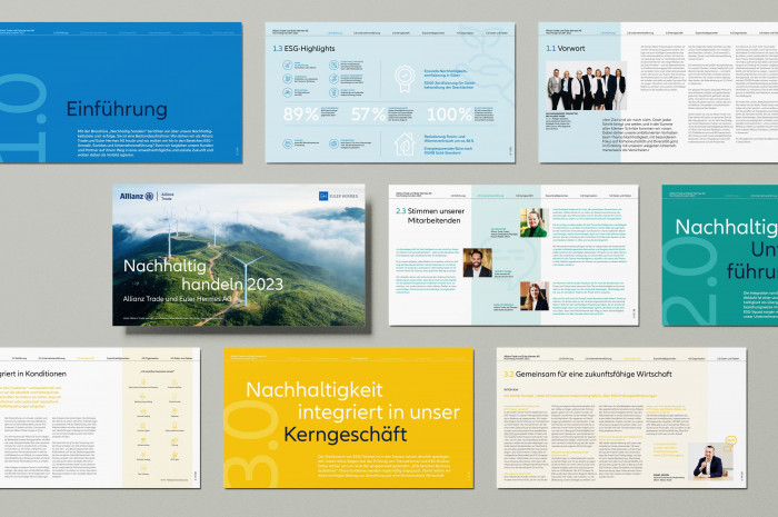 Allianz Trade & Euler Hermes AG Bericht Nachhaltig handeln Editorialdesign Allianz Trade & Euler Hermes AG Bericht Nachhaltig handeln Editorialdesign