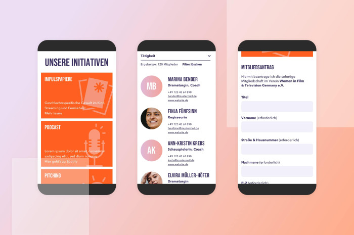 WIFT Women in Film and Television Responsive Website mobile Ansicht WIFT Women in Film and Television Responsive Website mobile Ansicht