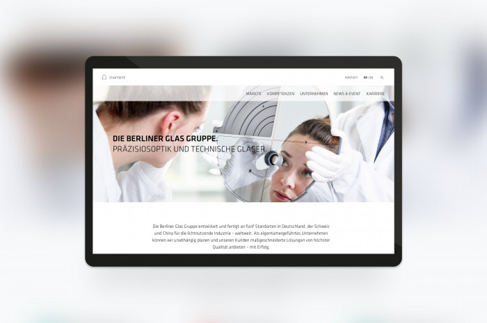 Berliner Glas Corporate Website Startseite